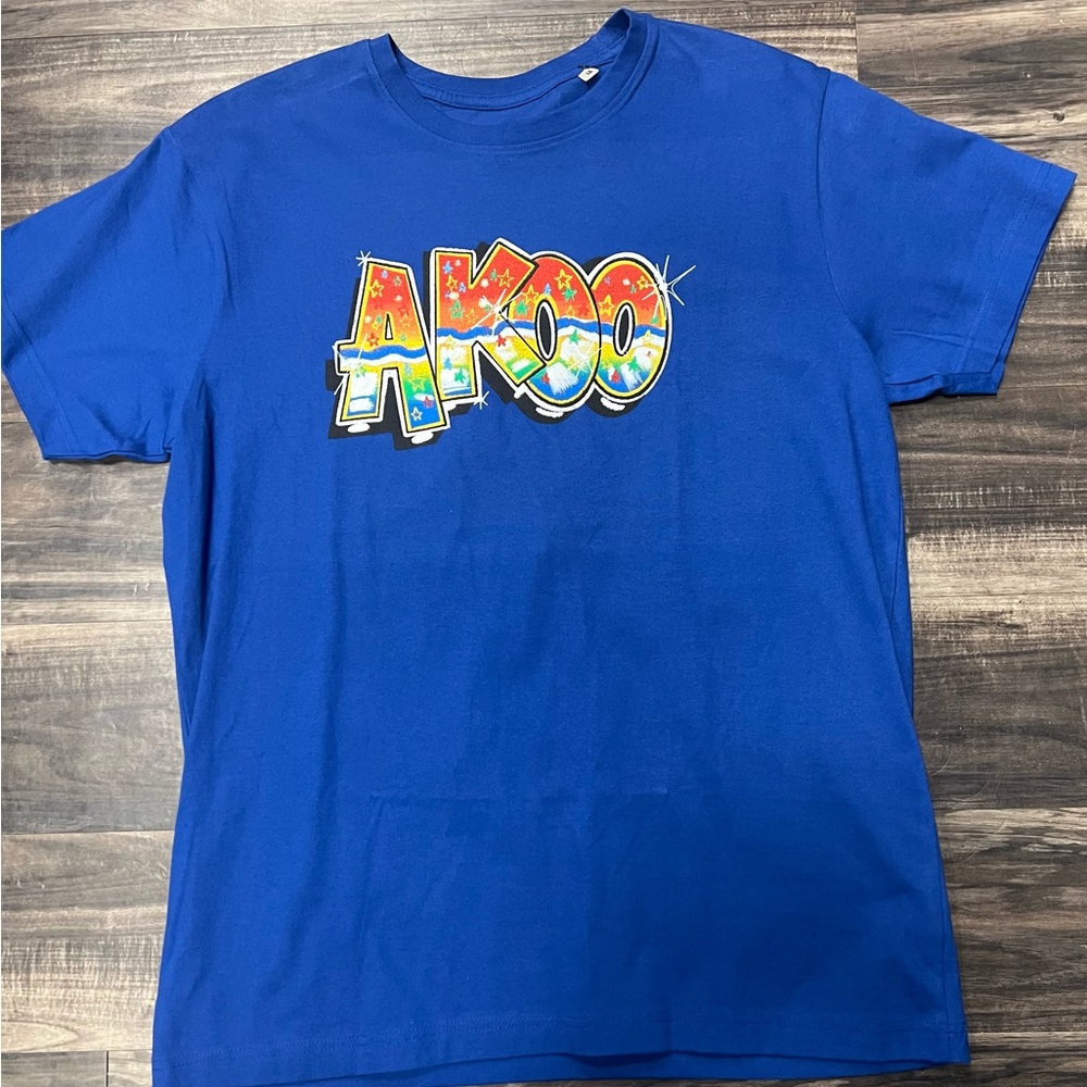 Akoo Blue Short Sleeve Retro Graphic Tee
